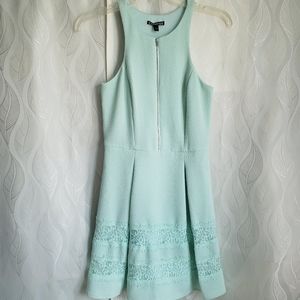 Express Turquoise Racerback Floral Lace Pleated Mini A-Line Dress